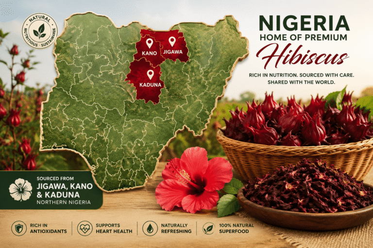 map of Nigeria showing major states growing hibiscus flower
